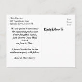 金ゴールド紙吹雪オレンジ卒業Save the Date ポストカード (裏面)