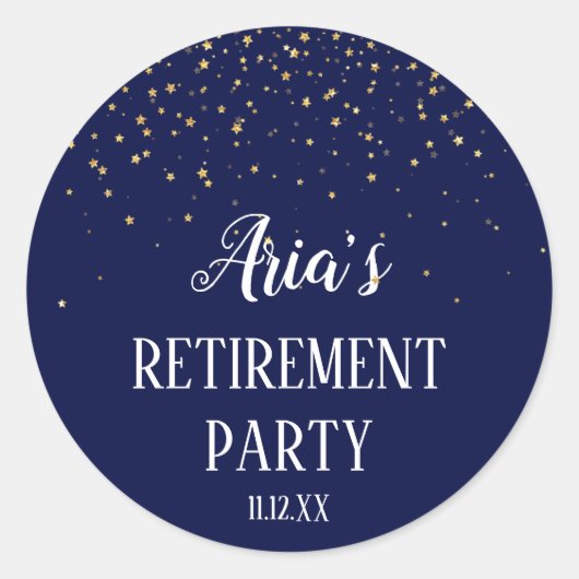 金ゴールド紙吹雪オンネイビーブルー封筒用シール ラウンドシール (正面)