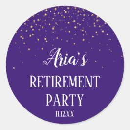 金ゴールド紙吹雪オン紫封筒用シール ラウンドシール