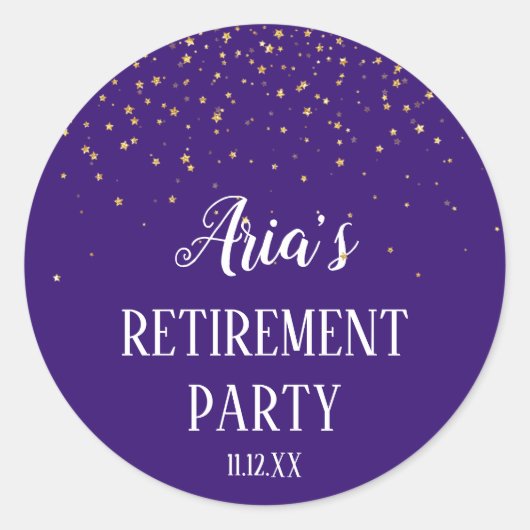 金ゴールド紙吹雪オン紫封筒用シール ラウンドシール (正面)