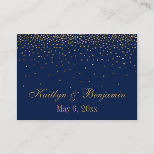 金ゴールド紙吹雪オン結婚ネイビーズアコモデーションカード エンクロージャーカード (裏面)