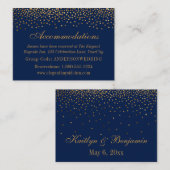 金ゴールド紙吹雪オン結婚ネイビーズアコモデーションカード エンクロージャーカード (正面/裏面)