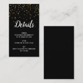 金ゴールド紙吹雪オン黒バチェロレッテ詳細カード エンクロージャーカード (正面/裏面)