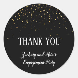 金ゴールド紙吹雪オン黒婚約ありがとう ラウンドシール
