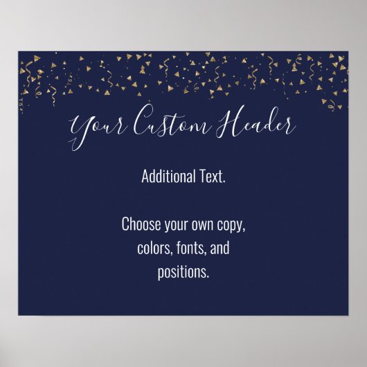 金ゴールド紙吹雪カジュアルネイビーそれを自分でフェスティバル ポスター (正面)