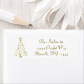 金ゴールド紙吹雪クリスマスツリー ラベル (インサイチュ)