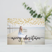 金ゴールド紙吹雪クリスマスフォトカード サンキューカード (スタンド正面)