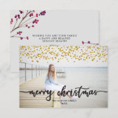 金ゴールド紙吹雪クリスマスフォトカード サンキューカード (正面/裏面)