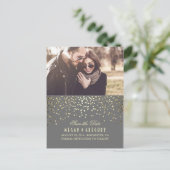 金ゴールド紙吹雪グエレガントレイ写真の保存日付 案内ポストカード (スタンド正面)