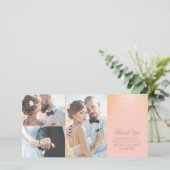 金ゴールド紙吹雪グラマー結婚ピンク サンキューカード (スタンド正面)