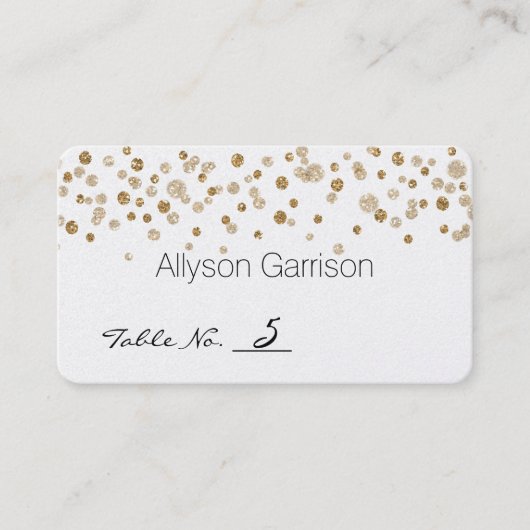 金ゴールド紙吹雪グラム結婚グリッターの表番号 プレイスカード (正面)