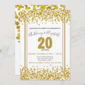 金ゴールド紙吹雪グリッタースタイル20周年パーティー 招待状 (正面/裏面)
