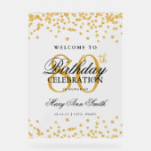 金ゴールド紙吹雪グリッター80thバースデーパーティーへようこそ アクリルサイン (正面)