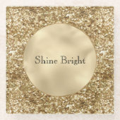 金ゴールド紙吹雪グリッター ガラスコースター (正面)