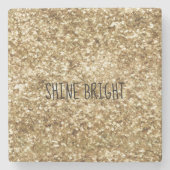 金ゴールド紙吹雪グリッター ストーンコースター (正面)