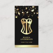 金ゴールド紙吹雪コルセットブライダルランジェリーブティック 名刺 (正面)