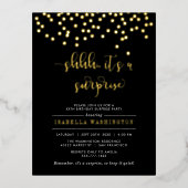 金ゴールド紙吹雪サプライズ誕生日パーティー 箔招待状ポストカード (正面)