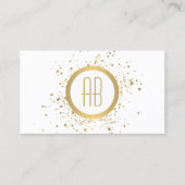 金ゴールド紙吹雪サークルモノグラムホワイト名刺 名刺 (正面)