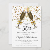 金ゴールド紙吹雪シャンパングラス50周年記念 招待状 (正面)