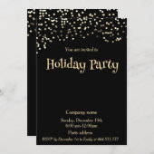 金ゴールド紙吹雪シンプル会社ホリデーパーティー 招待状 (正面/裏面)