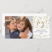 金ゴールド紙吹雪ジョイホリデーフォトカード シーズンカード (正面/裏面)