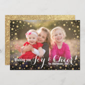 金ゴールド紙吹雪ジョイ&応援ホリデーカード シーズンカード (正面/裏面)