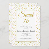 金ゴールド紙吹雪スウィート16誕生日招待状 招待状 (正面/裏面)
