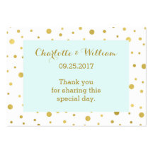 金ゴールド紙吹雪スカイブルー結婚式の引き出物ラベル