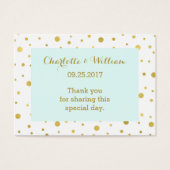 金ゴールド紙吹雪スカイブルー結婚式の引き出物ラベル (正面)