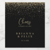 金ゴールド紙吹雪スクリプト応援結婚のワインラベル ワインラベル (シングルラベル)