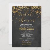 金ゴールド紙吹雪スターズチョークボードブライダルシャワー 招待状 (正面)