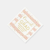 金ゴールド紙吹雪ストライプピンク卒業用紙ナプキン スタンダードカクテルナプキン (角)