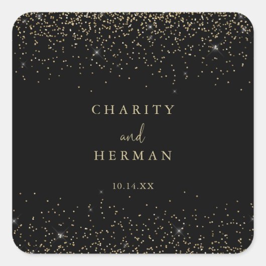 金ゴールド紙吹雪ス結婚クリプトの封筒用シール スクエアシール (正面)