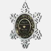 金ゴールド紙吹雪ダイヤモンド結婚50周年記念 スノーフレークピューターオーナメント (右)