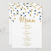 金ゴールド紙吹雪ダークブルー結婚のメニュー メニュー (正面/裏面)