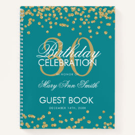 金ゴールド紙吹雪ティール（緑がかった色）30thバースデーゲストブック ノートブック