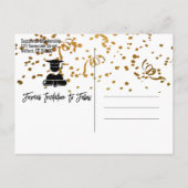 金ゴールド紙吹雪トップオンホワイトカスタム卒業 案内ポストカード (裏面)