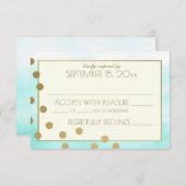 金ゴールド紙吹雪ドットと水結婚色の反応 出欠カード (正面/裏面)