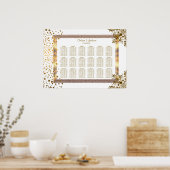 金ゴールド紙吹雪ドット枠–18シーティングチャート ポスター (キッチン)