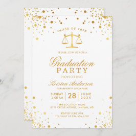 金ゴールド紙吹雪ドット法学校卒業党 招待状