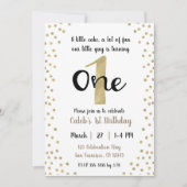 金ゴールド紙吹雪ドット番号1 ONE誕生日パーティー 招待状 (正面)