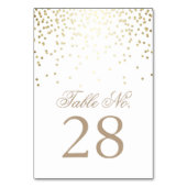 金ゴールド紙吹雪ドット白結婚のテーブル番号 テーブルナンバー (裏面)