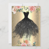 金ゴールド紙吹雪ドット、ブラックドレスバラクインセアニラ 招待状 (裏面)