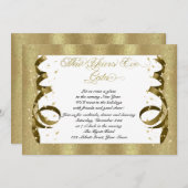 金ゴールド紙吹雪ニューイーブパーティの招待状 招待状 (正面/裏面)