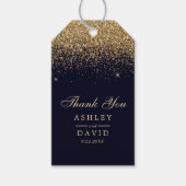 金ゴールド紙吹雪ネイビーブルー結婚式の引き出物 ギフトタグ (正面)
