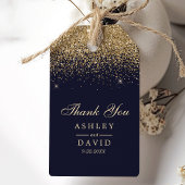 金ゴールド紙吹雪ネイビーブルー結婚式の引き出物 ギフトタグ