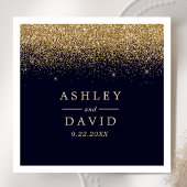金ゴールド紙吹雪ネイビーモダンル結婚ズ スタンダードカクテルナプキン