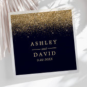 金ゴールド紙吹雪ネイビーモダンル結婚ズ スタンダードカクテルナプキン