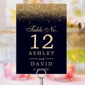 金ゴールド紙吹雪ネイビーモダンル結婚ズ テーブルナンバー