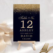 金ゴールド紙吹雪ネイビーモダンル結婚ズ テーブルナンバー